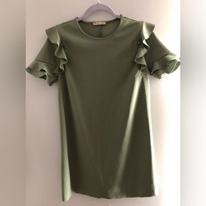 Zara Ruffled Zippered Sleeve Mini Dress Size M